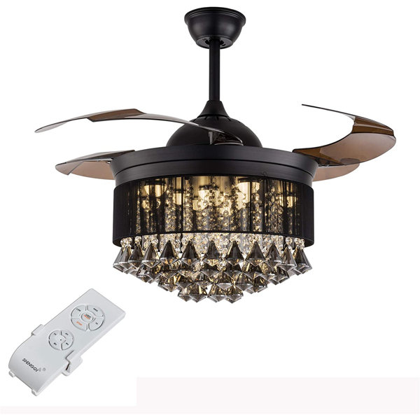 House of Hampton® Modern 42 Inch Crystal Chandelier Ceiling Fan With